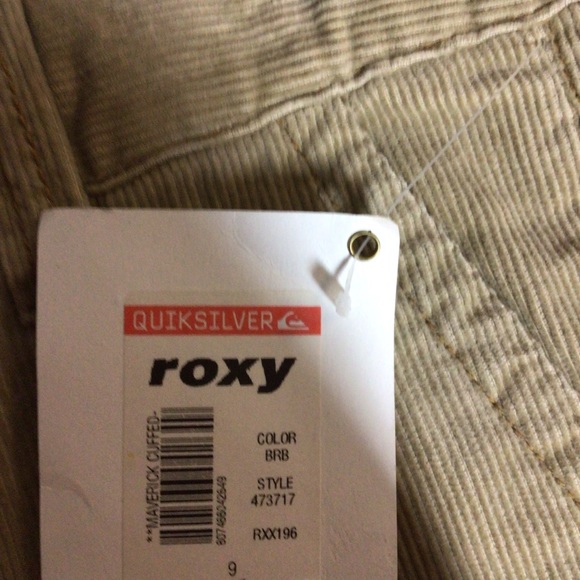 Roxy Khaki Tan Corduroy Cropped Cuffed Capri 9 - Picture 4 of 6